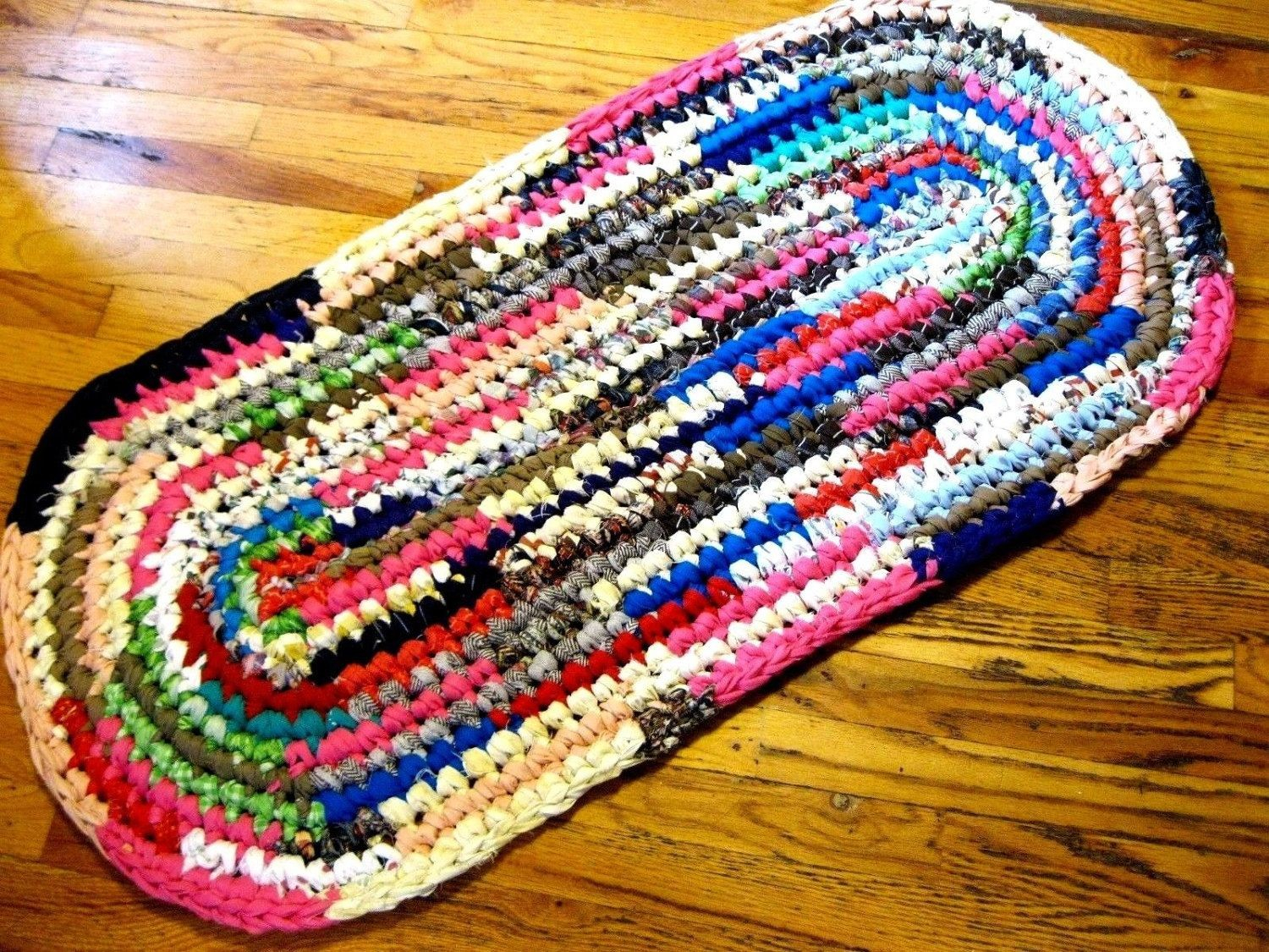 3 Motifs of Easy Crochet Oval Rug Pattern Rag Rug Oval Runner Handmade