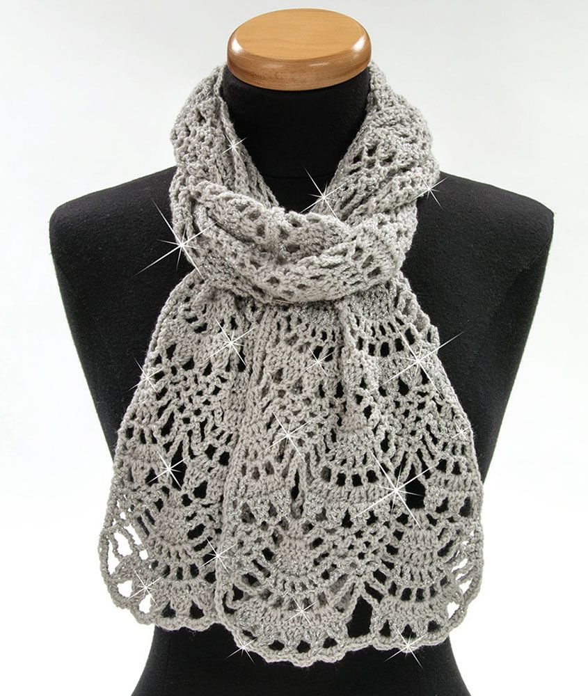 Crochet Lace Scarf Pattern Silver Lace Scarf Pattern