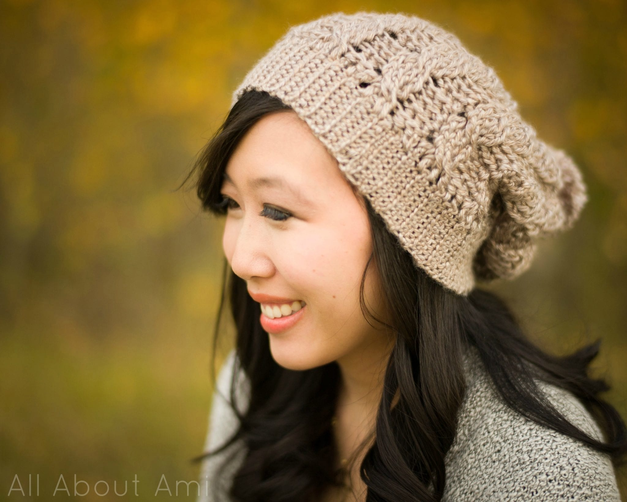 Free Crochet Pattern Hat with Brim for Summer Cabled Slouchy Beanie All About Ami  mecrochet com