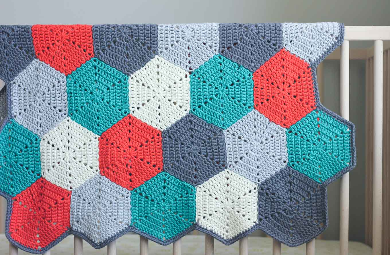 3 Simple Models of Crochet Spiral Afghan Pattern Happy Hexagons Free Crochet Afghan Pattern Make Do Crew