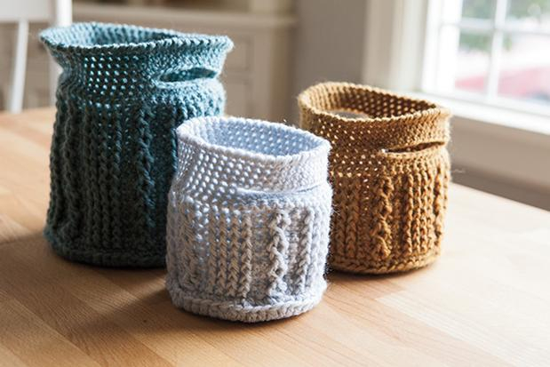 Crochet Patterns Baskets Crochet Cable Baskets Knitting Patterns And Crochet Patterns From