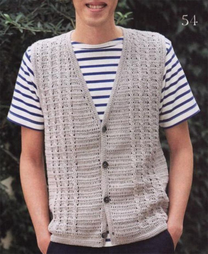 Crochet Patterns For Men  Mens Vest Free Crochet Diagram