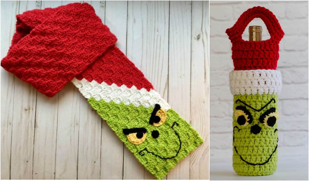 Crochet Scarf Pattern Grinch C2c Scarf And Wine Cozy Free Crochet ...