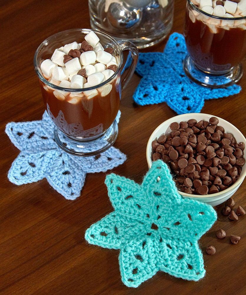 Free Christmas Coaster Crochet Pattern for You Star Coasters Red Heart