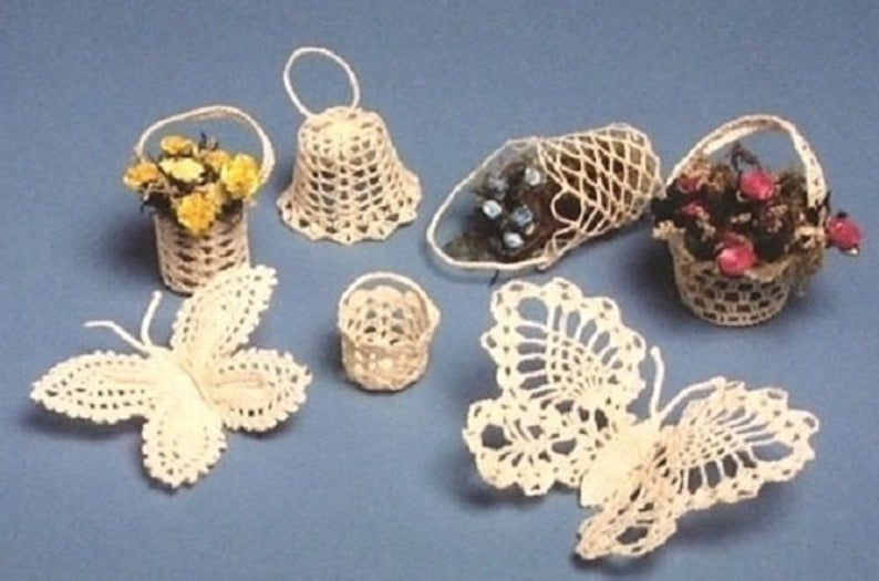 Free Crochet Butterfly Pattern  Pdf Crochet Pattern Butterflies Bells Baskets Thread Etsy